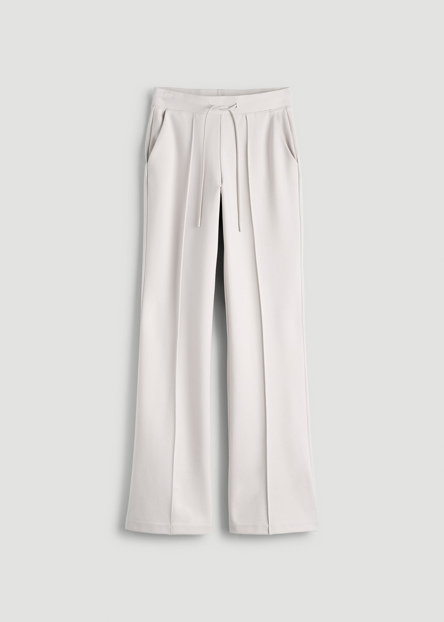 American Tall Sale | Soft Flex Ponte Flare Pants with Drawcord for Tall Women in White Sand