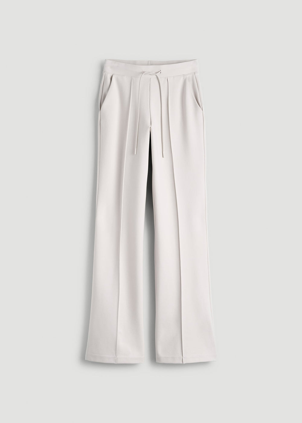 American Tall Sale | Soft Flex Ponte Flare Pants with Drawcord for Tall Women in White Sand