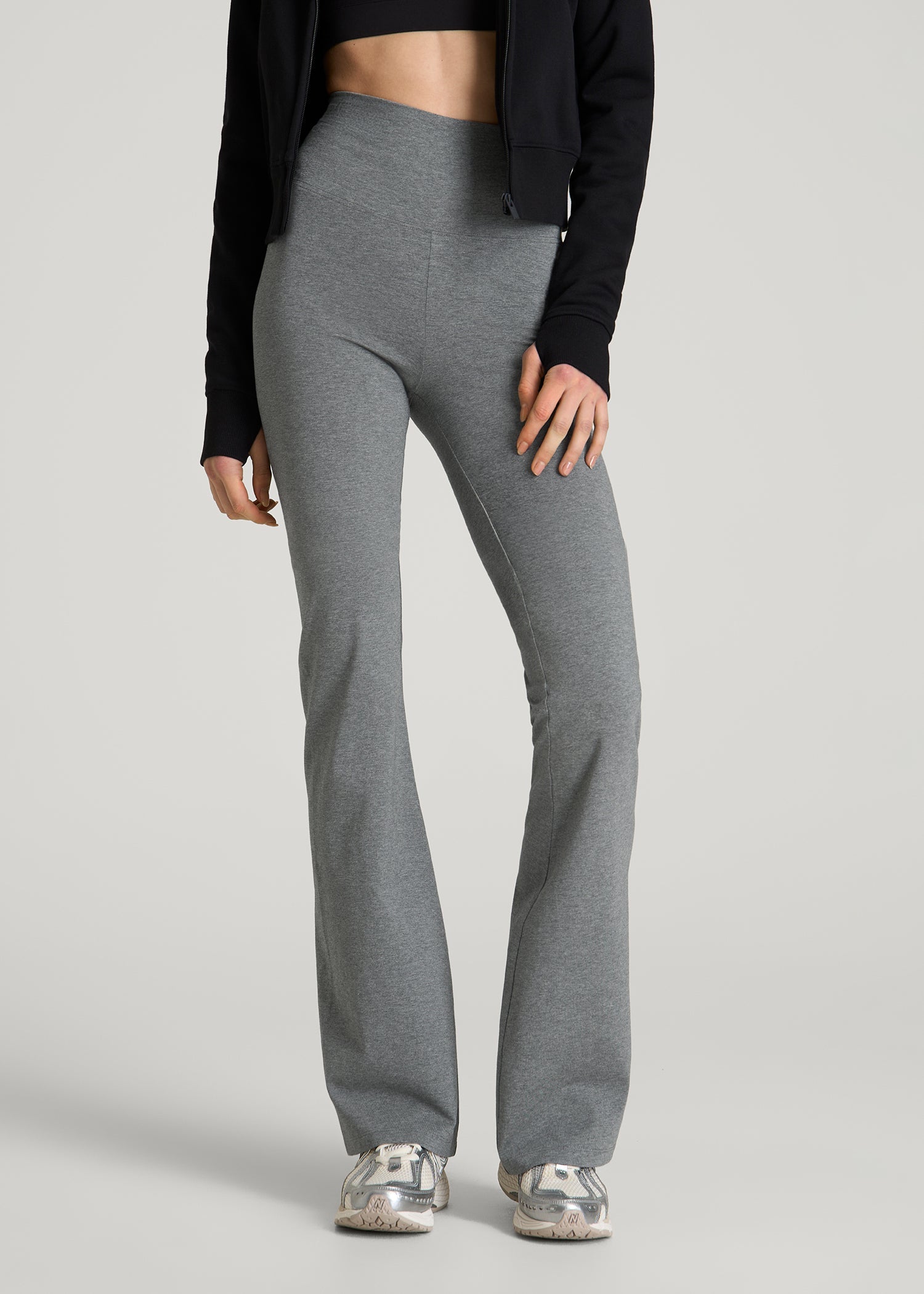 American Tall Outlet | Cotton flare legging for Tall Women in Mid Grey Heather
