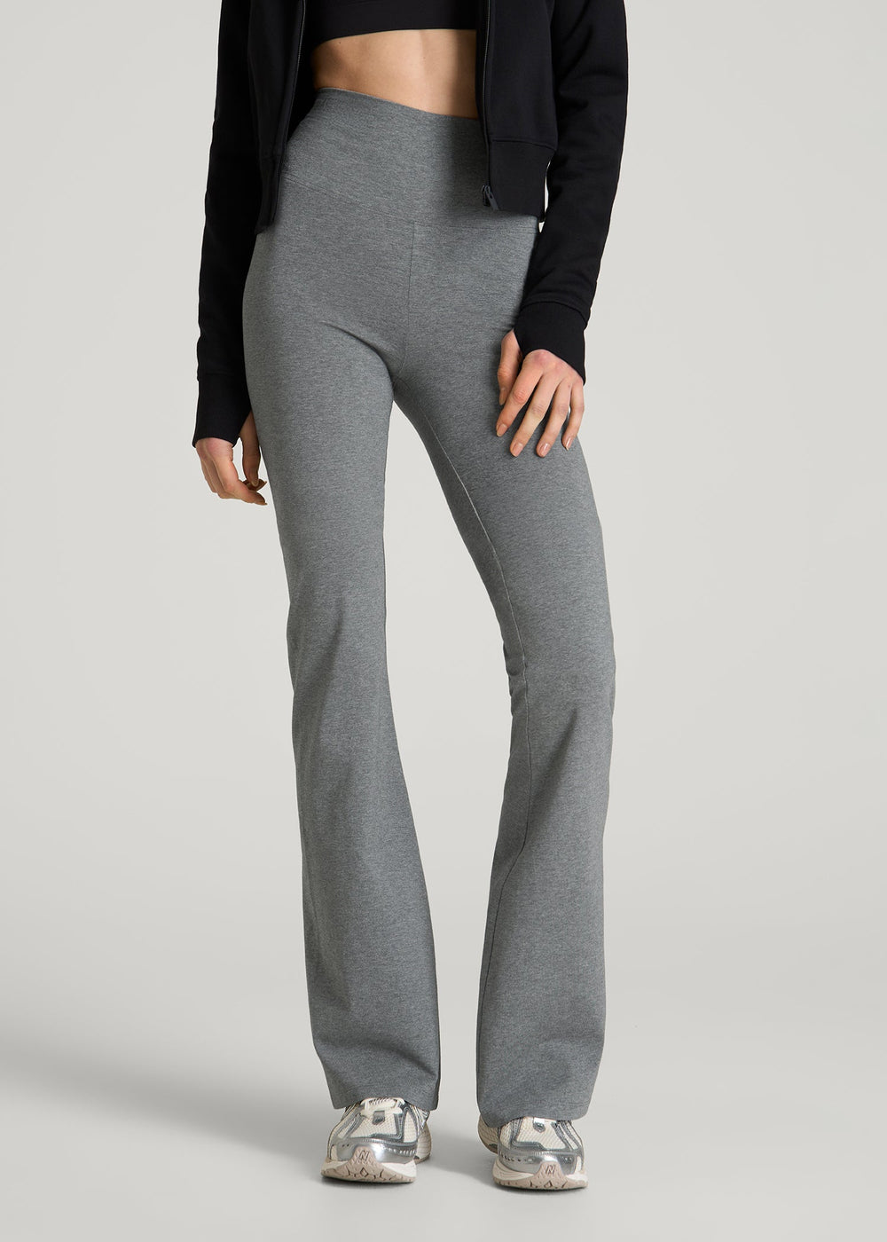 American Tall Outlet | Cotton flare legging for Tall Women in Mid Grey Heather