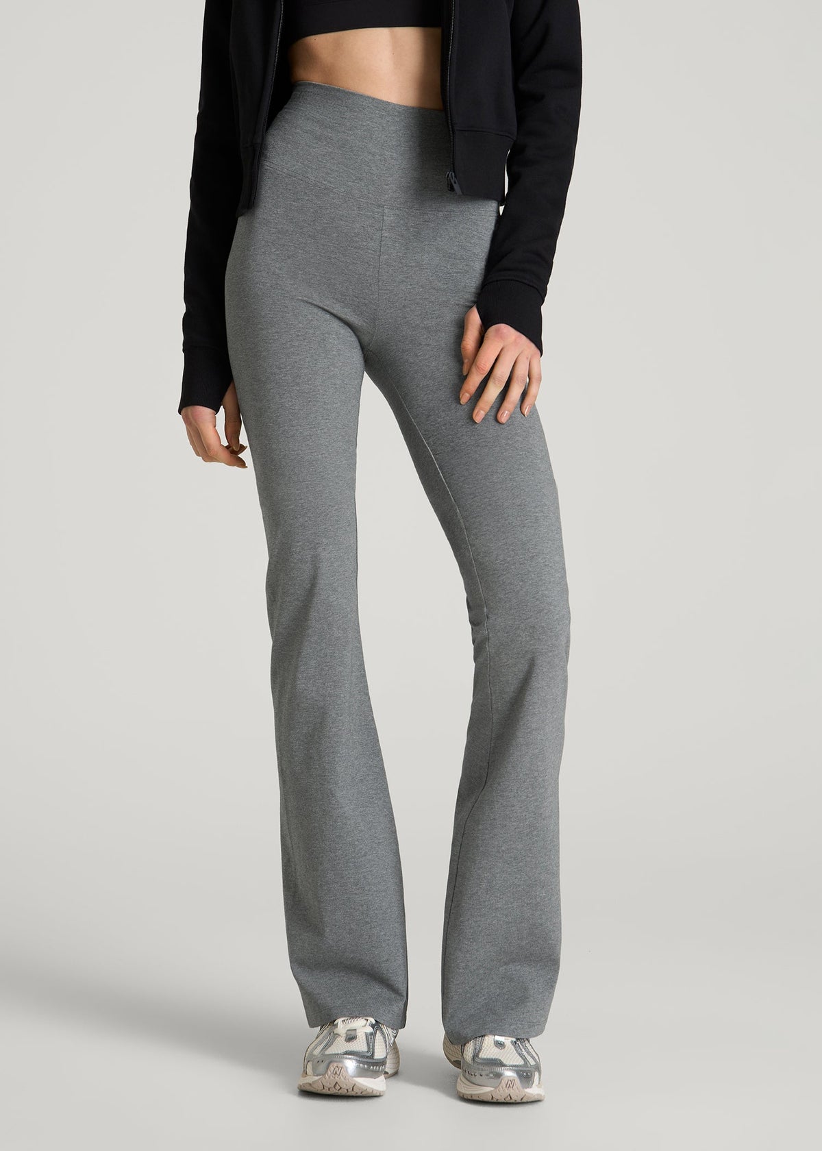 American Tall Outlet | Cotton flare legging for Tall Women in Mid Grey Heather