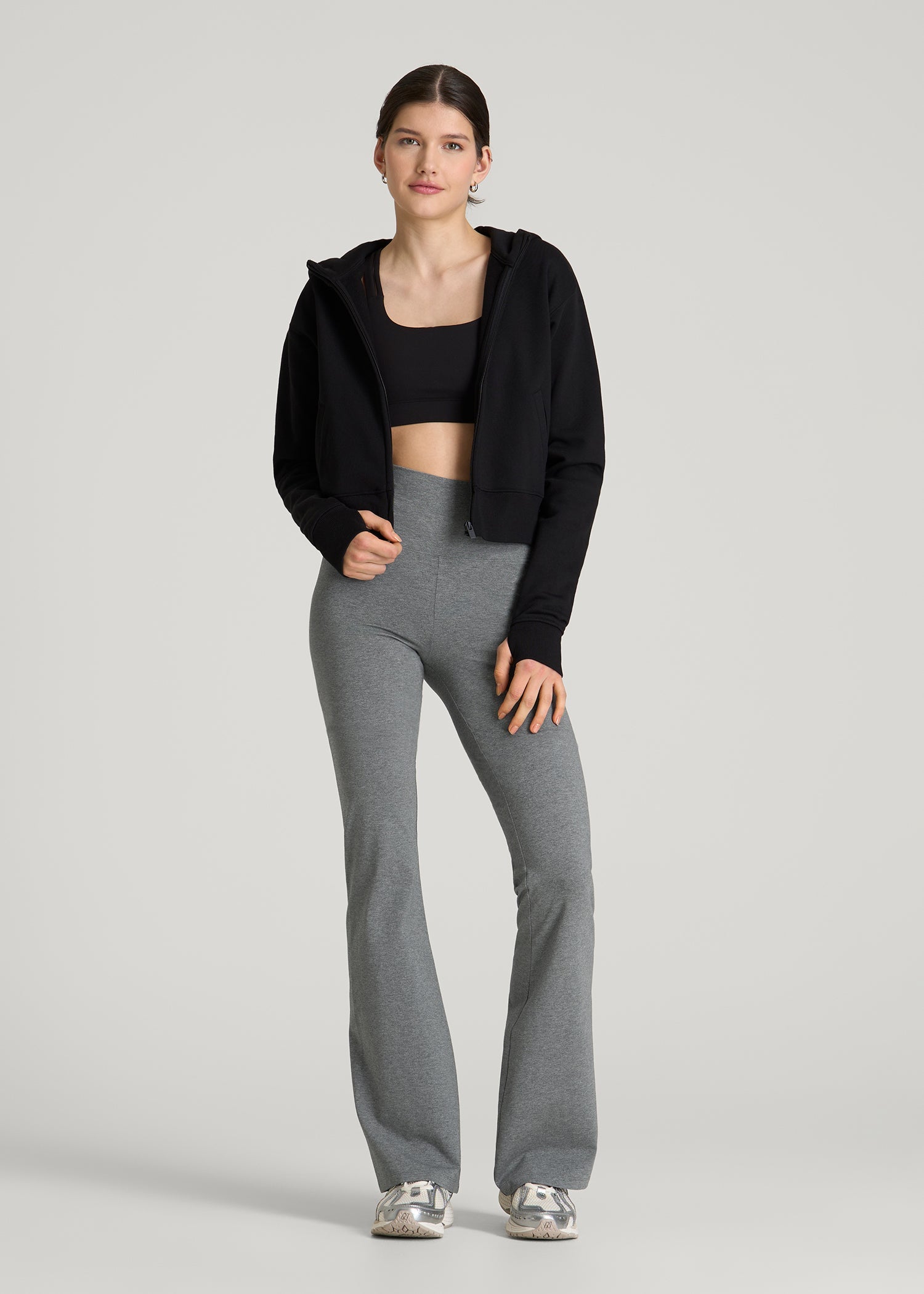 American Tall Outlet | Cotton flare legging for Tall Women in Mid Grey Heather