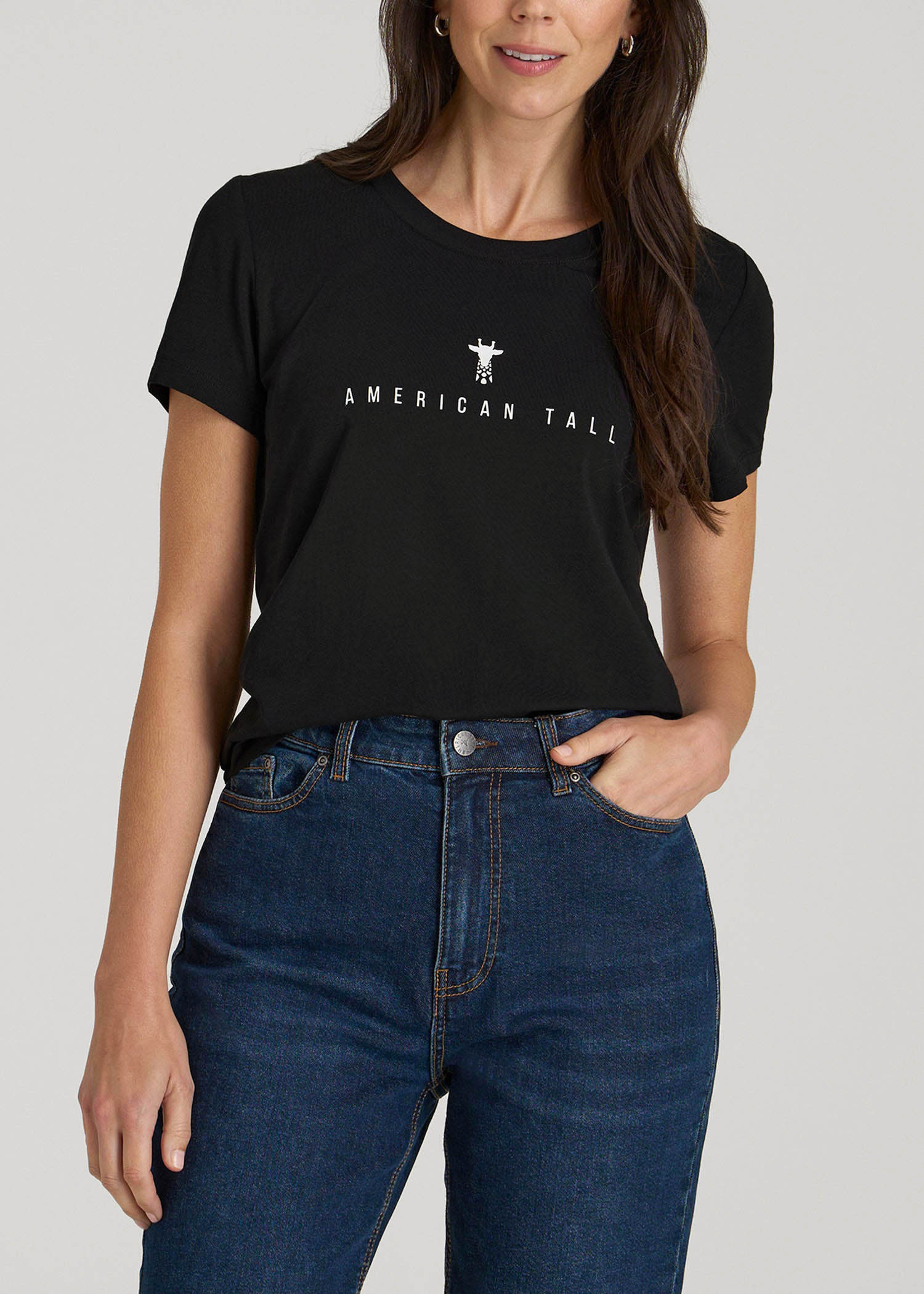 American Tall Online | Logo Tee for Tall Women in Black