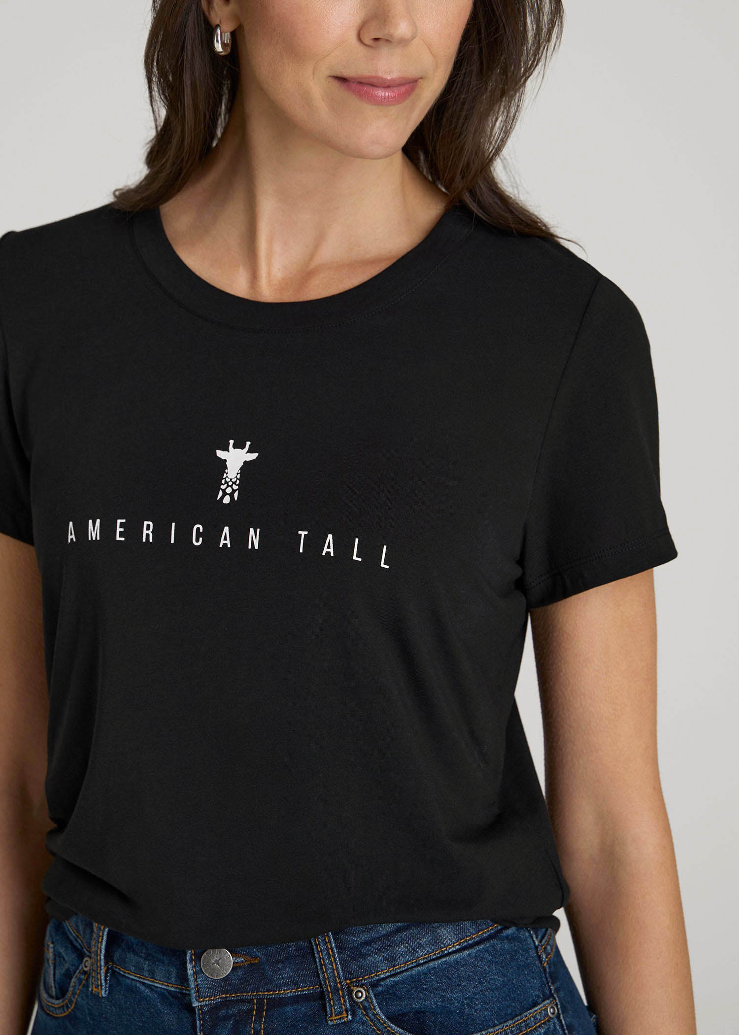 American Tall Online | Logo Tee for Tall Women in Black