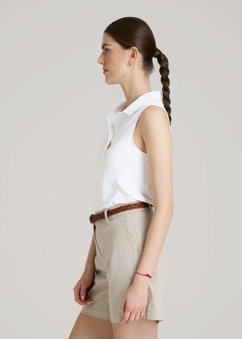 American Tall Outlet | Active Sleeveless Polo Shirt for Tall Women in White