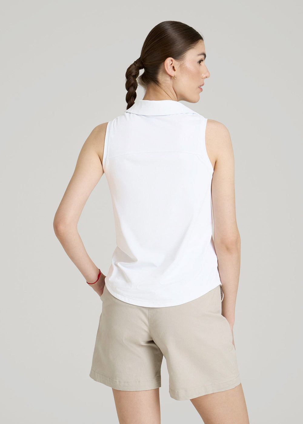 American Tall Outlet | Active Sleeveless Polo Shirt for Tall Women in White