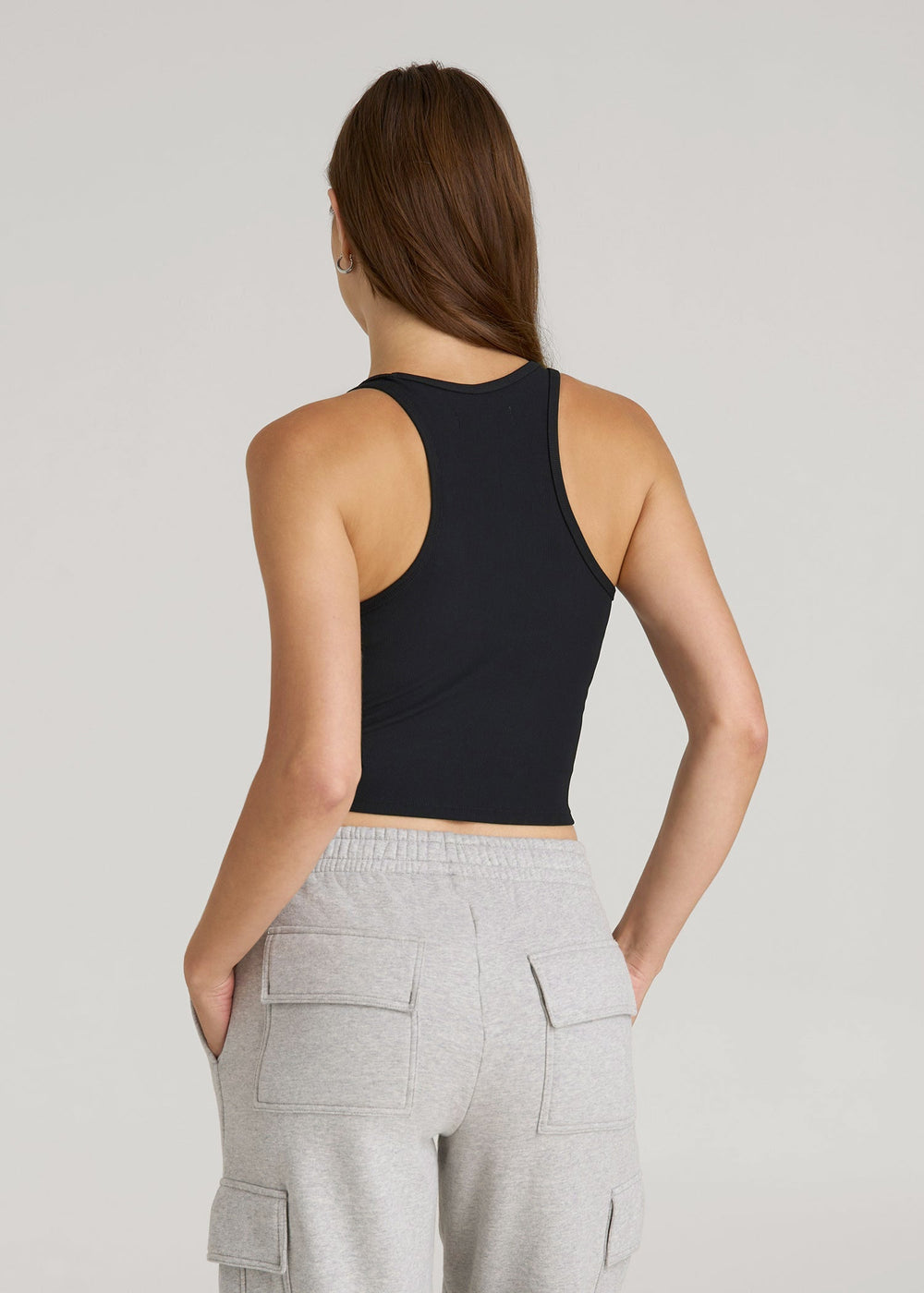 American Tall Online Shop | Cropped Ribbed Tank Top for Tall Women in Black