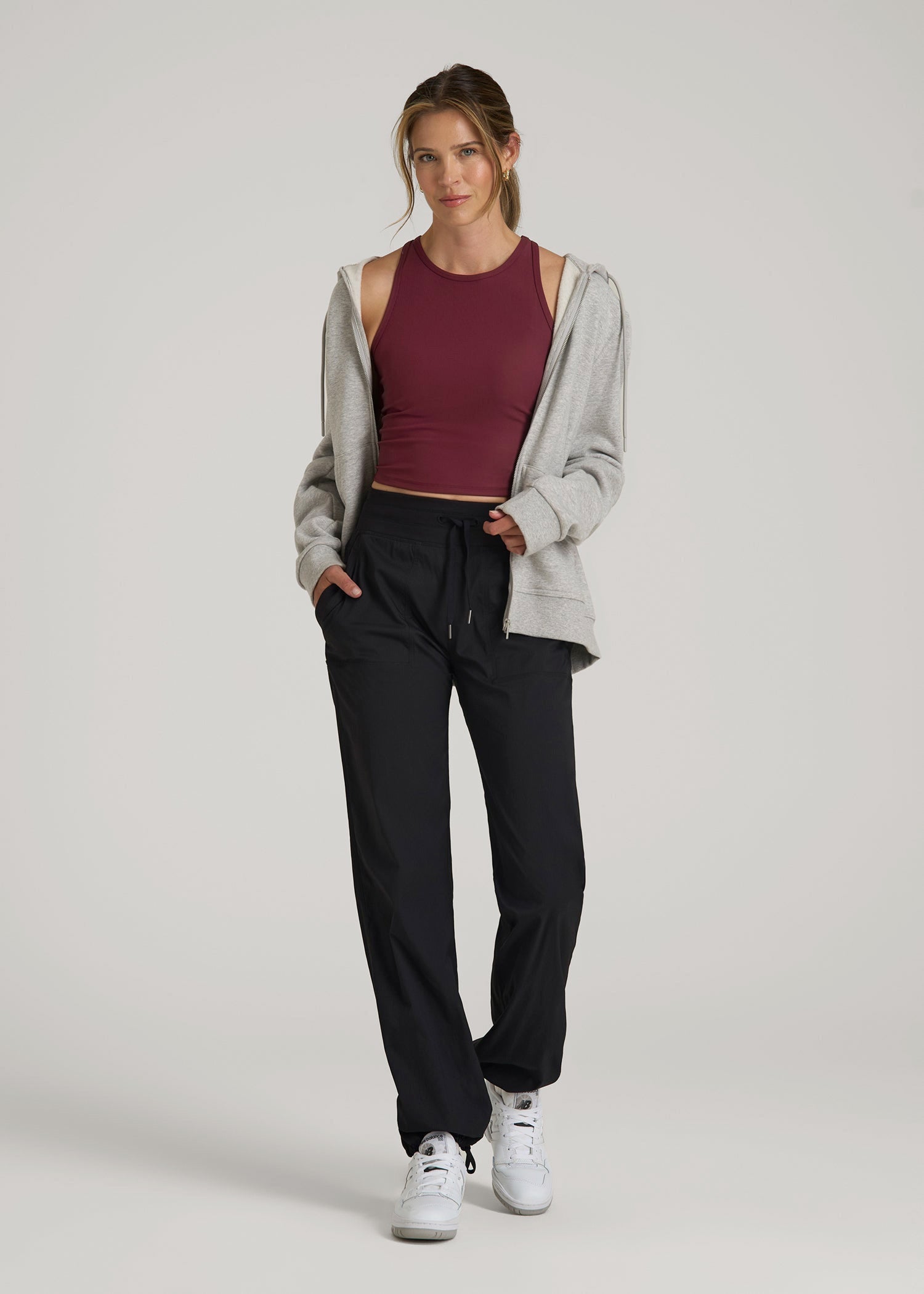 American Tall Discount | Cropped Ribbed Tank Top for Tall Women in Tawny Port