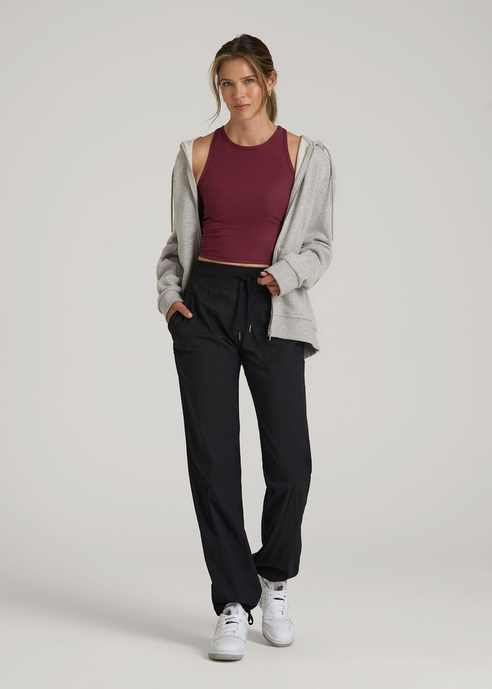 American Tall Discount | Cropped Ribbed Tank Top for Tall Women in Tawny Port