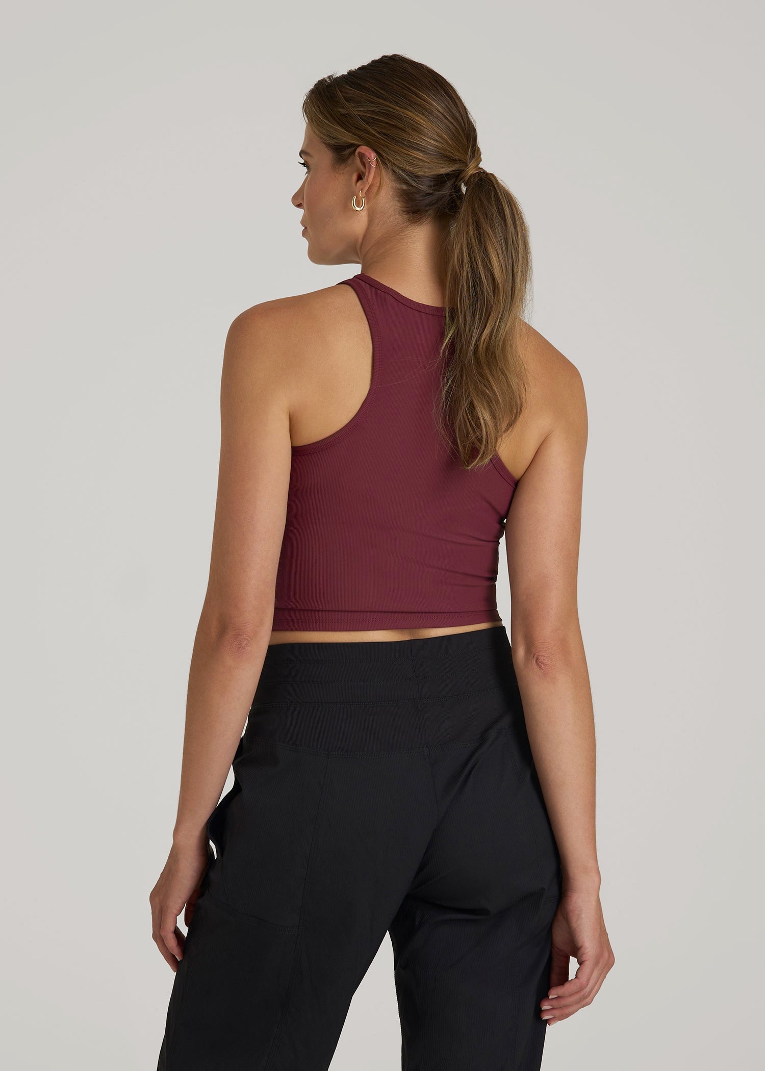 American Tall Discount | Cropped Ribbed Tank Top for Tall Women in Tawny Port