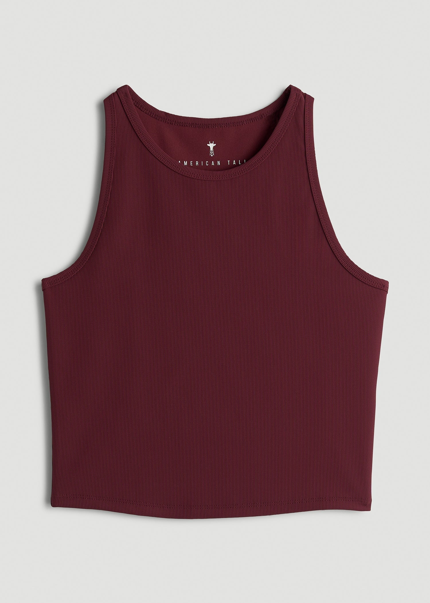 American Tall Discount | Cropped Ribbed Tank Top for Tall Women in Tawny Port
