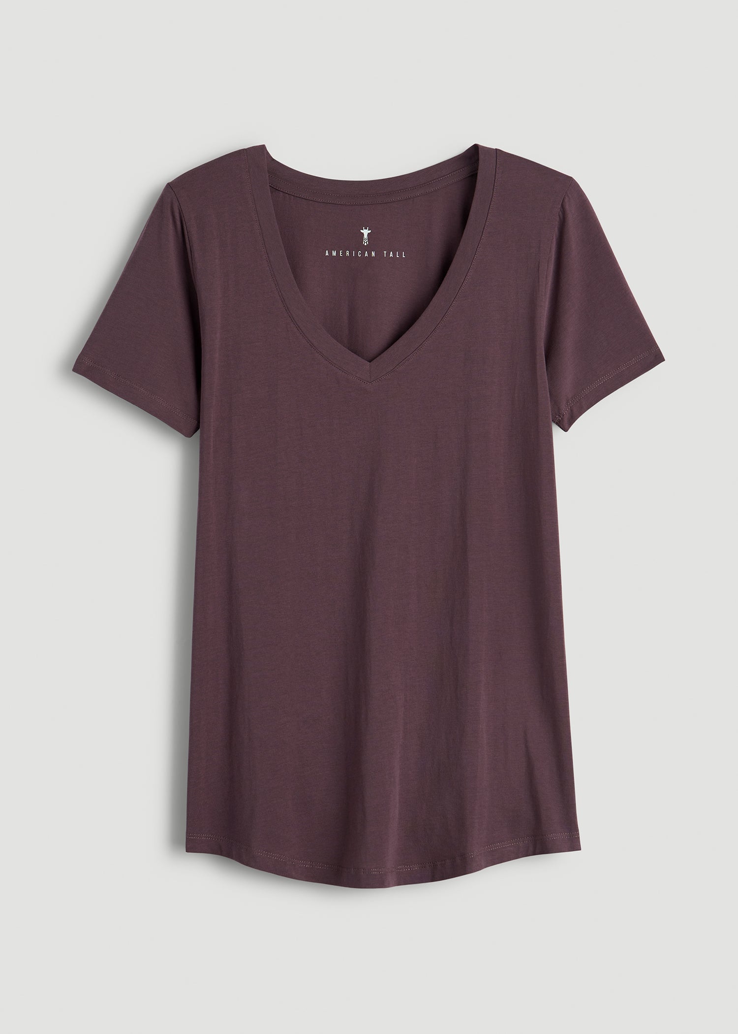 American Tall Sale | Scoop V-Neck Tee for Tall Women in Merlot