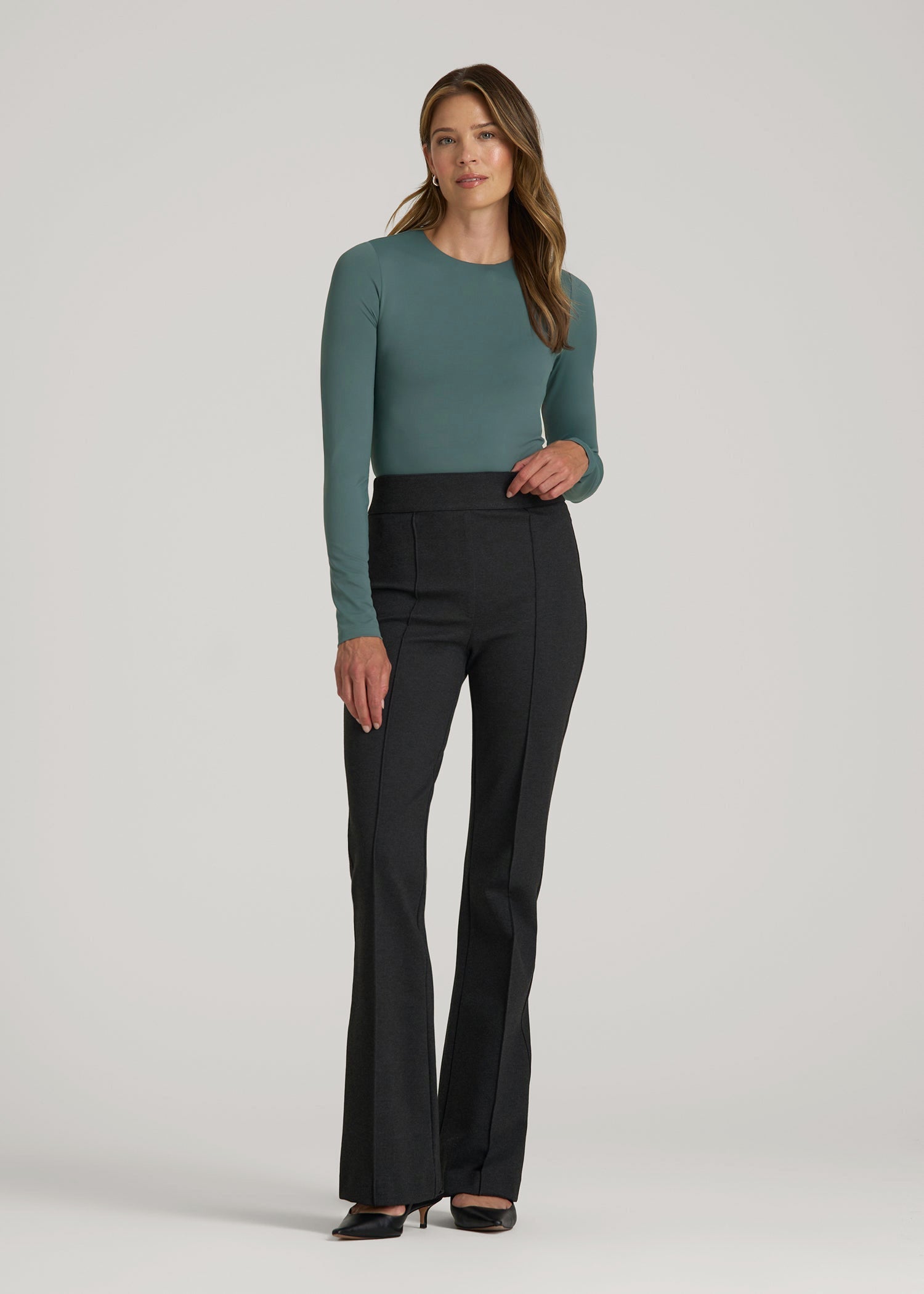 American Tall Outlet | Long Sleeve Bodysuit for Tall Women in Balsam Green