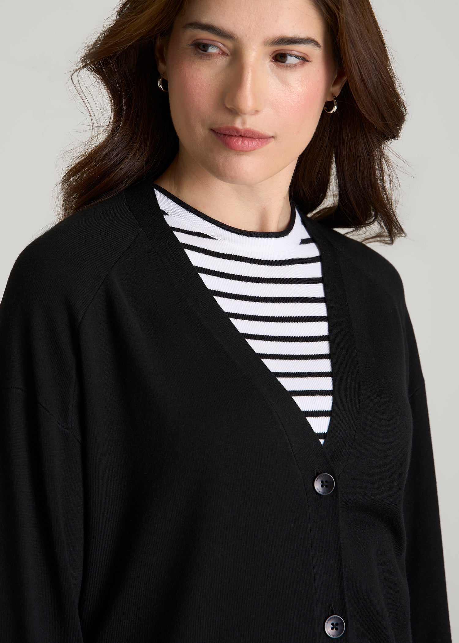 American Tall For Sale | Linen Blend Knit Cardigan for Tall Women in Black