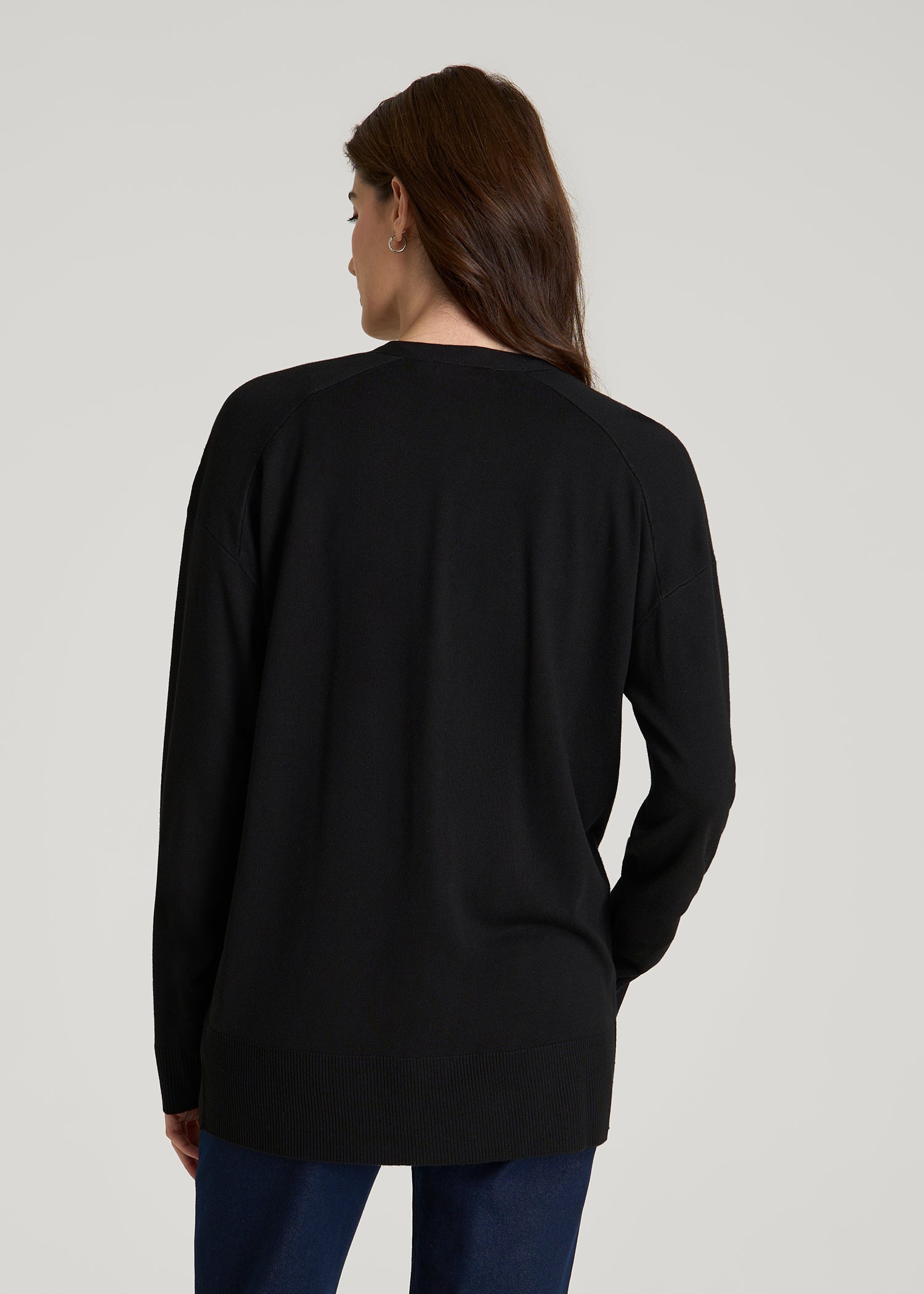 American Tall For Sale | Linen Blend Knit Cardigan for Tall Women in Black