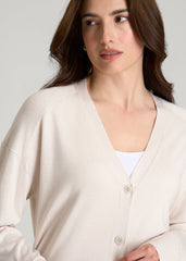 American Tall Online Shop | Linen Blend Knit Cardigan for Tall Women in White Sand