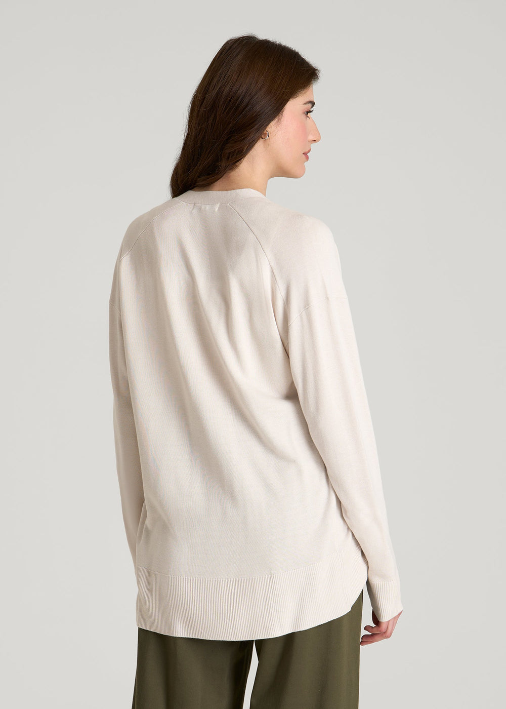 American Tall Online Shop | Linen Blend Knit Cardigan for Tall Women in White Sand