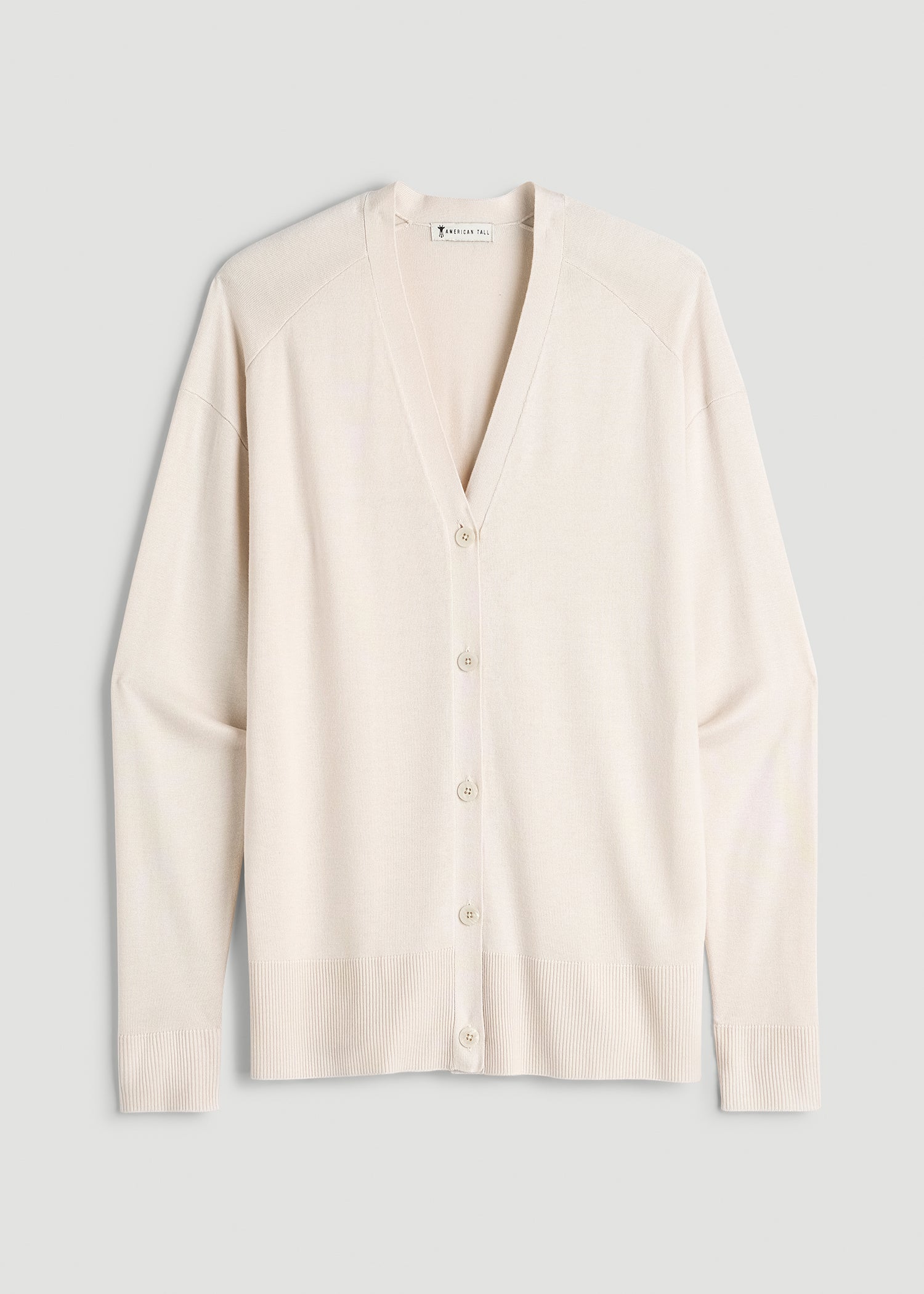 American Tall Online Shop | Linen Blend Knit Cardigan for Tall Women in White Sand