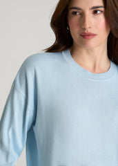 American Tall Discount | Linen Blend Knit Crewneck for Tall Women in Ice Blue