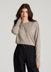 American Tall Online | Linen Blend Knit Crewneck for Tall Women in Atmosphere