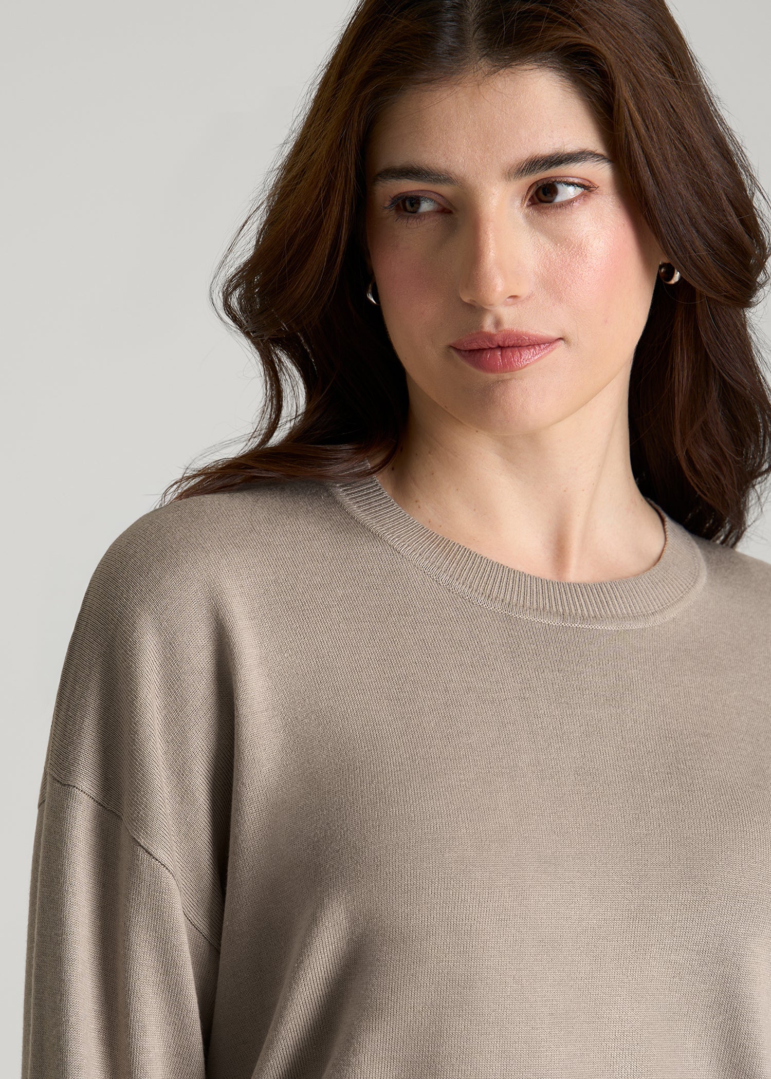 American Tall Online | Linen Blend Knit Crewneck for Tall Women in Atmosphere