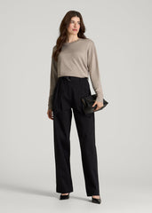 American Tall Online | Linen Blend Knit Crewneck for Tall Women in Atmosphere