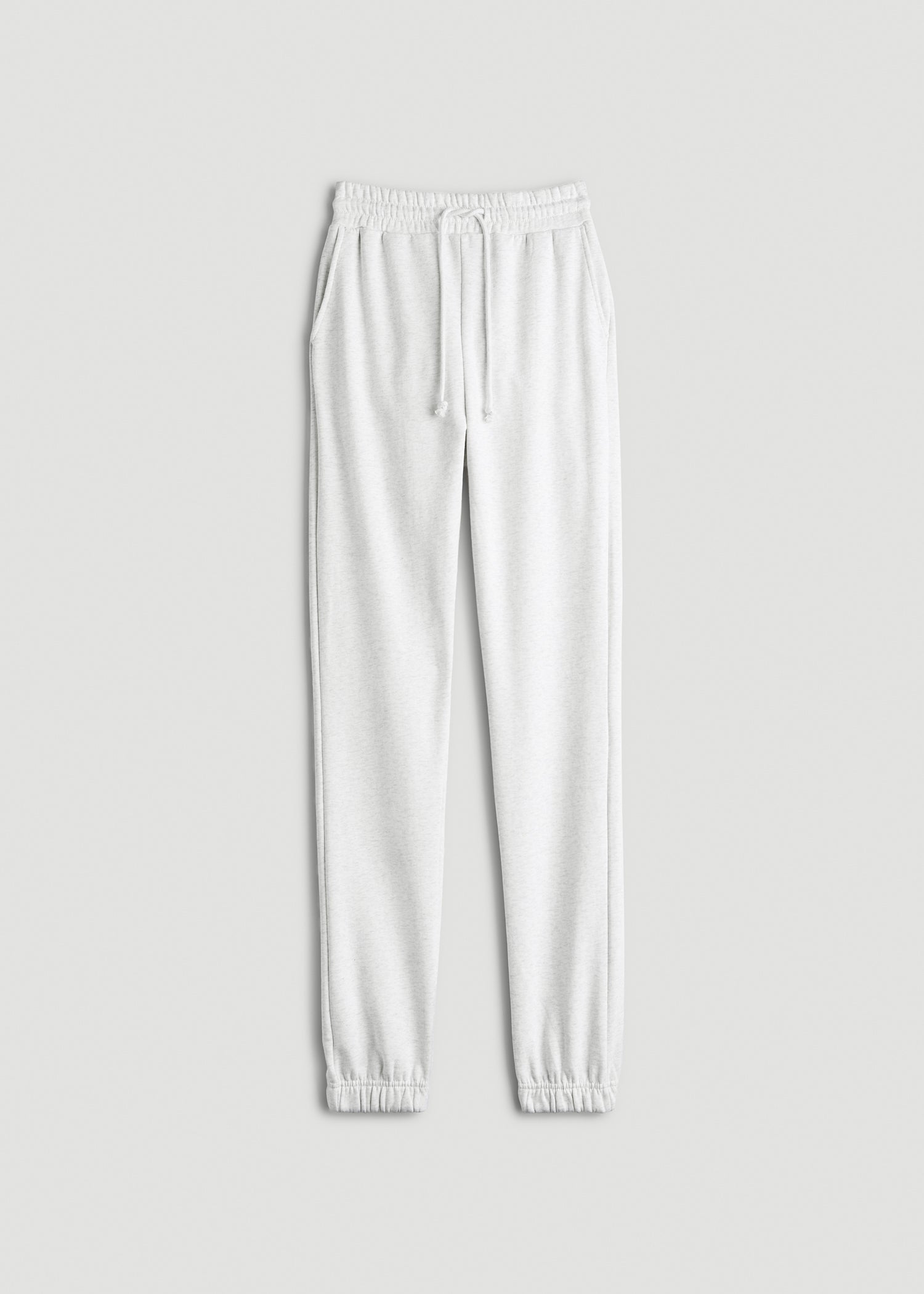 American Tall Discount | Wearever Fleece Slim Fit High-Waisted Garment Dye Sweatpants for Tall Women in Heather Cloud White