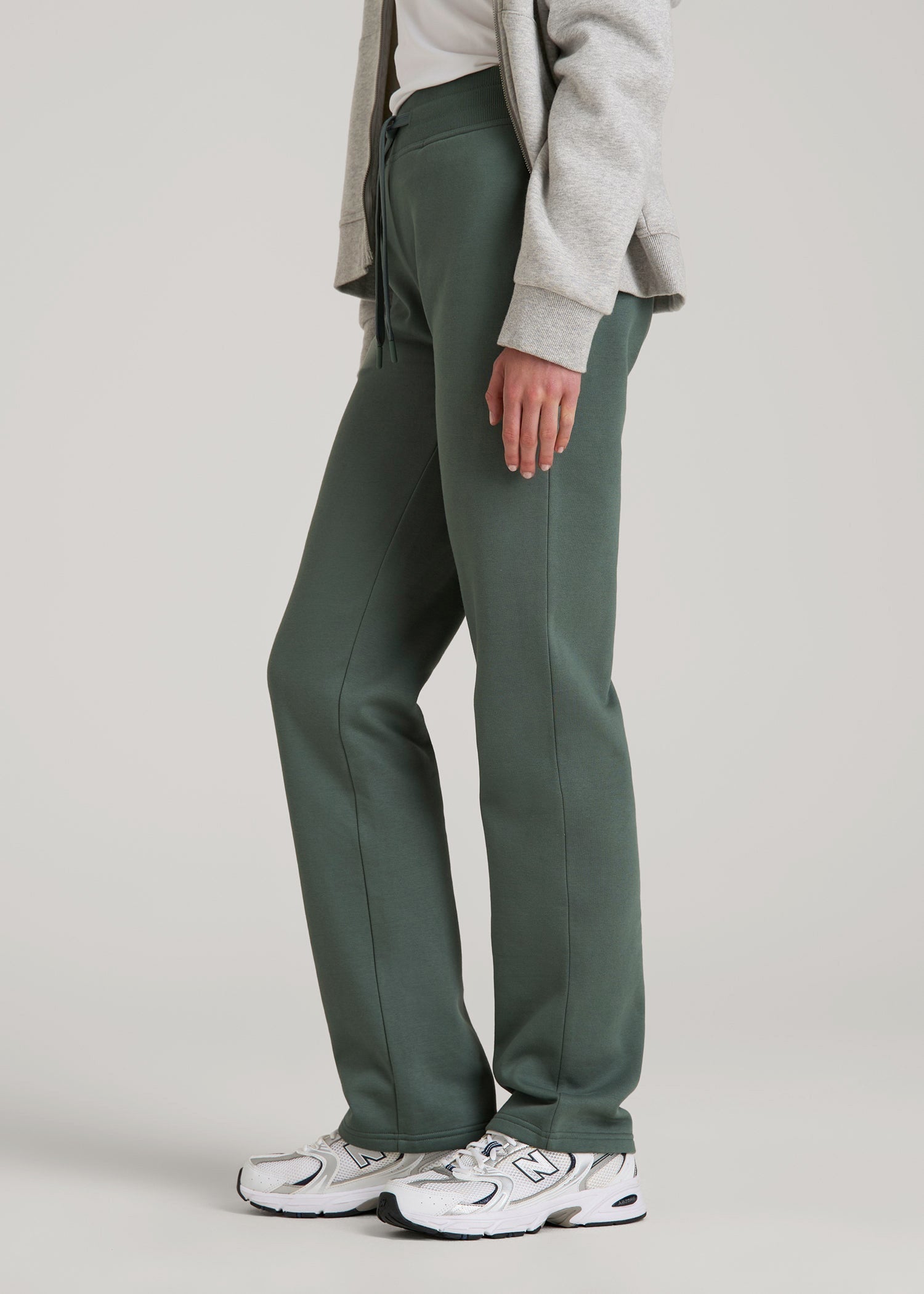 American Tall Outlet | Wearever Fleece Open-Bottom Sweatpants for Tall Women in Balsam Green
