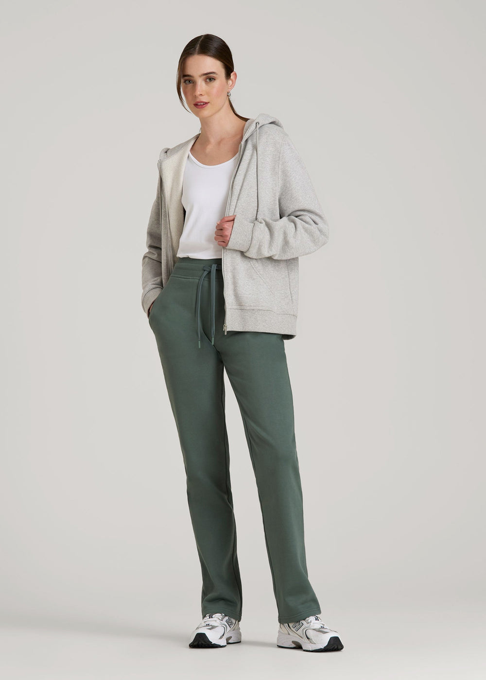 American Tall Outlet | Wearever Fleece Open-Bottom Sweatpants for Tall Women in Balsam Green