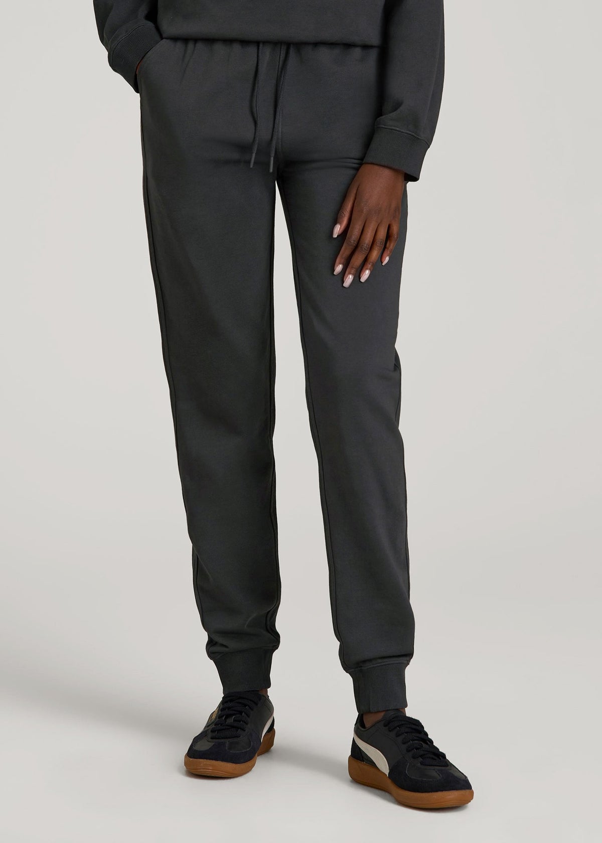American Tall For Sale | Garment Dyed Joggers for Tall Women in Washed Black