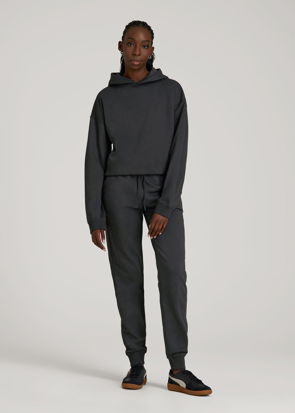 American Tall For Sale | Garment Dyed Joggers for Tall Women in Washed Black
