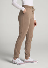 American Tall Online | Wearever Fleece Slim Fit High-Waisted Garment Dye Sweatpants for Tall Women in Latte