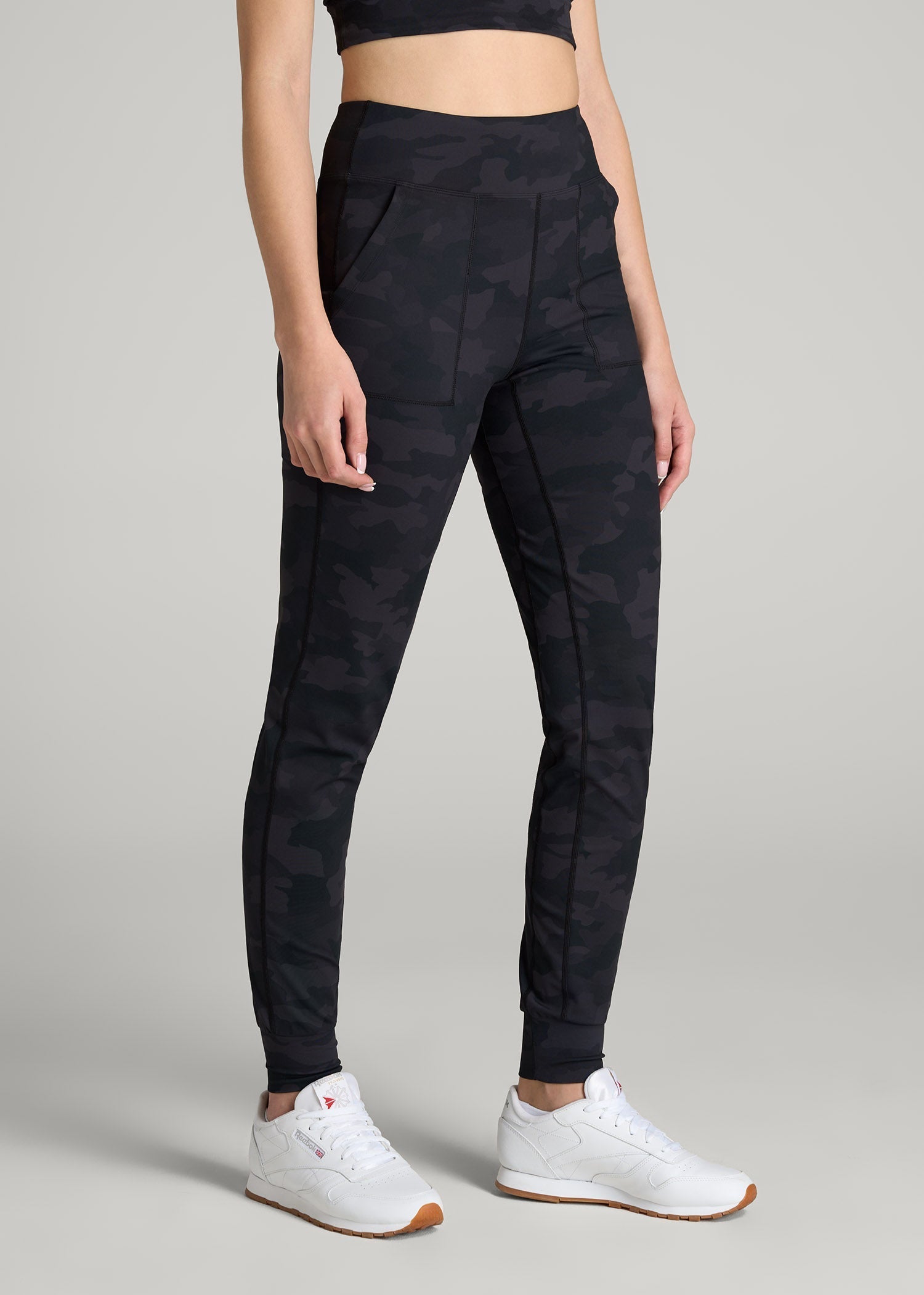 American Tall Sale | Balance Pocket Joggers for Tall Women in Grey Camo