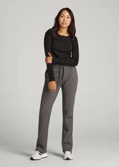 American Tall Outlet | Wearever Fleece Open-Bottom Sweatpants for Tall Women in Charcoal Mix