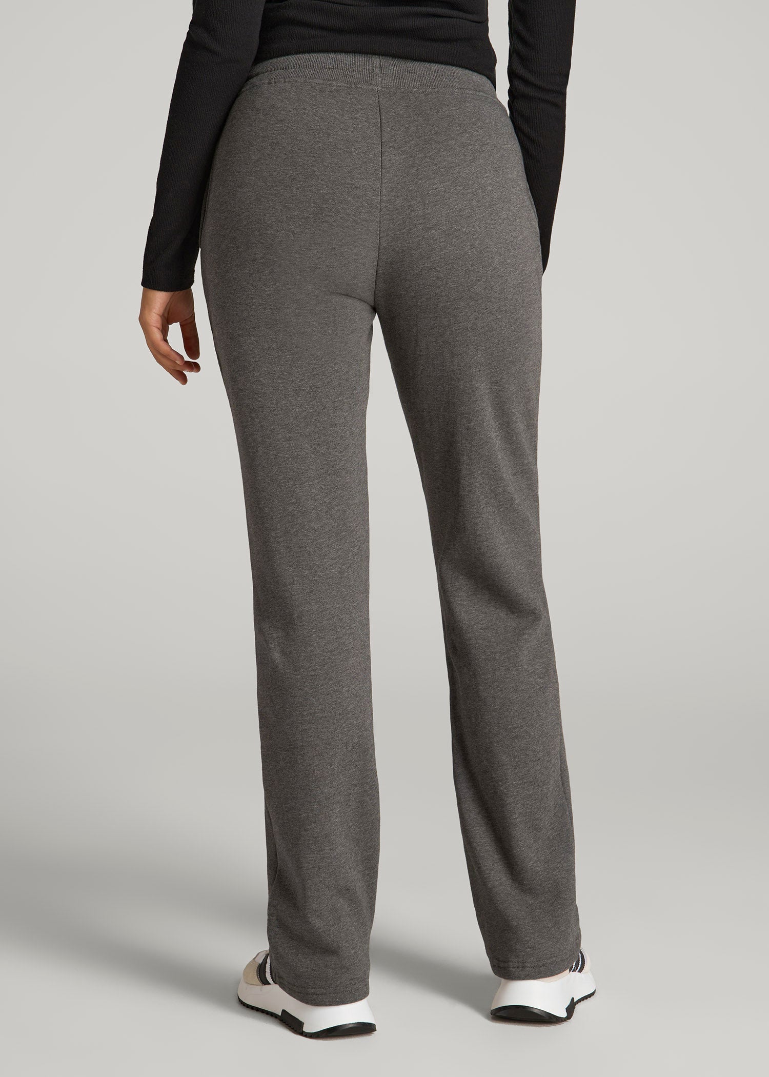 American Tall Outlet | Wearever Fleece Open-Bottom Sweatpants for Tall Women in Charcoal Mix