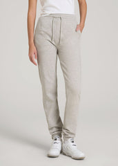 American Tall Online Shop | Wearever Fleece Slim Fit High-Waisted Garment Dye Sweatpants for Tall Women in Grey Mix