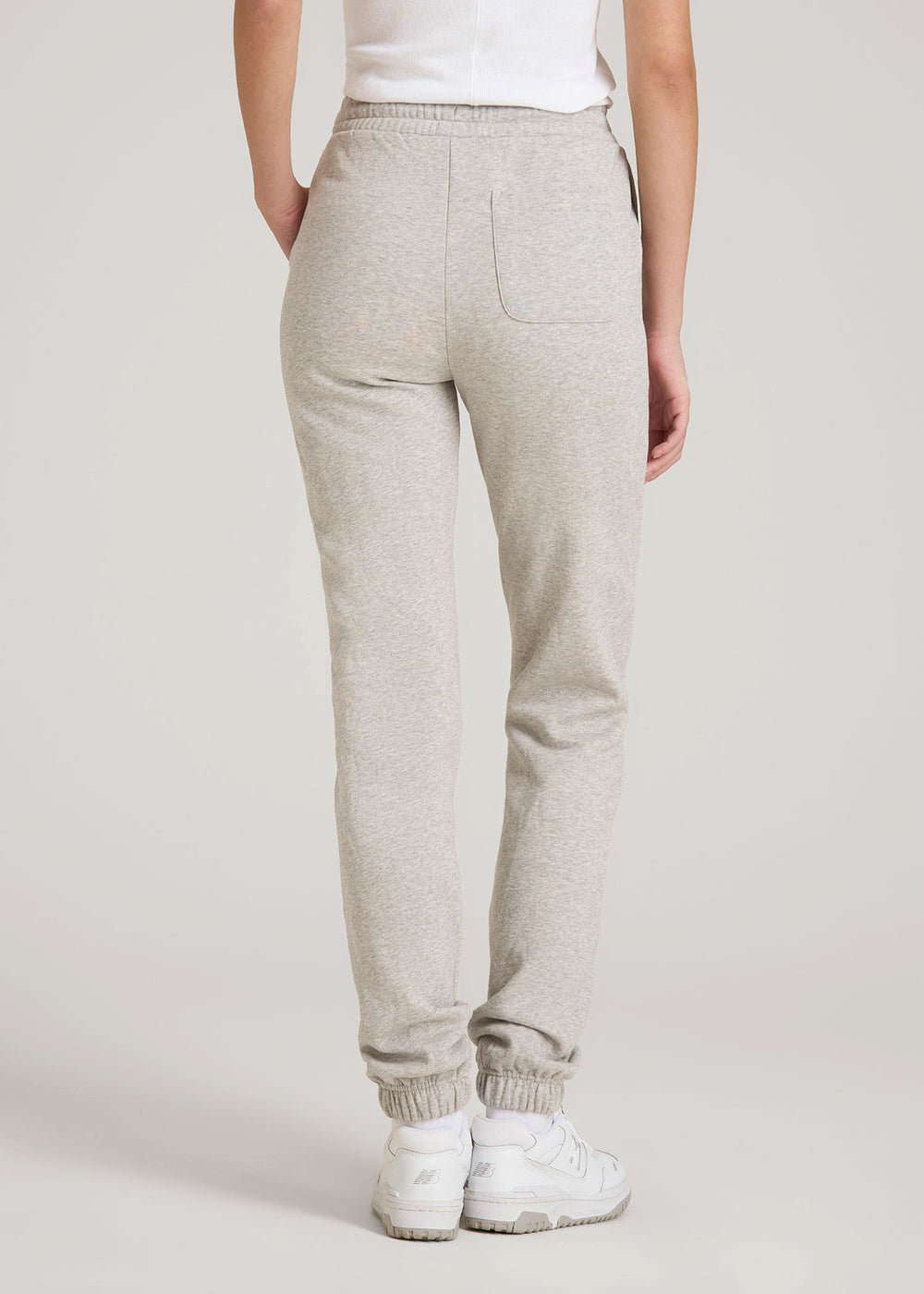 American Tall Online Shop | Wearever Fleece Slim Fit High-Waisted Garment Dye Sweatpants for Tall Women in Grey Mix