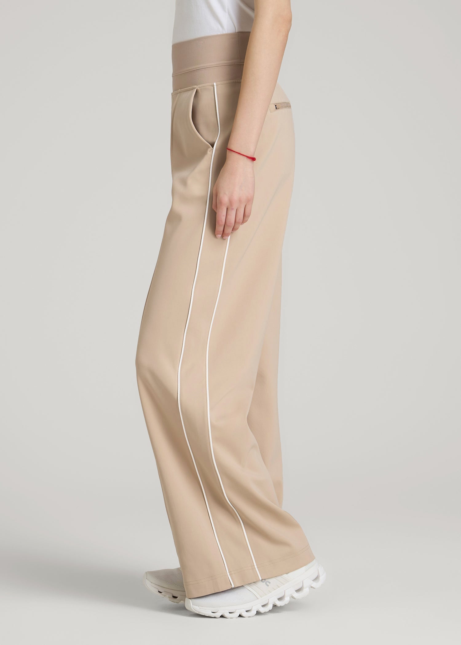 American Tall Discount | Track Pants with Piping for Tall Women in Clay
