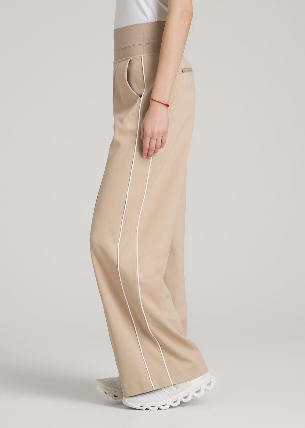 American Tall Discount | Track Pants with Piping for Tall Women in Clay