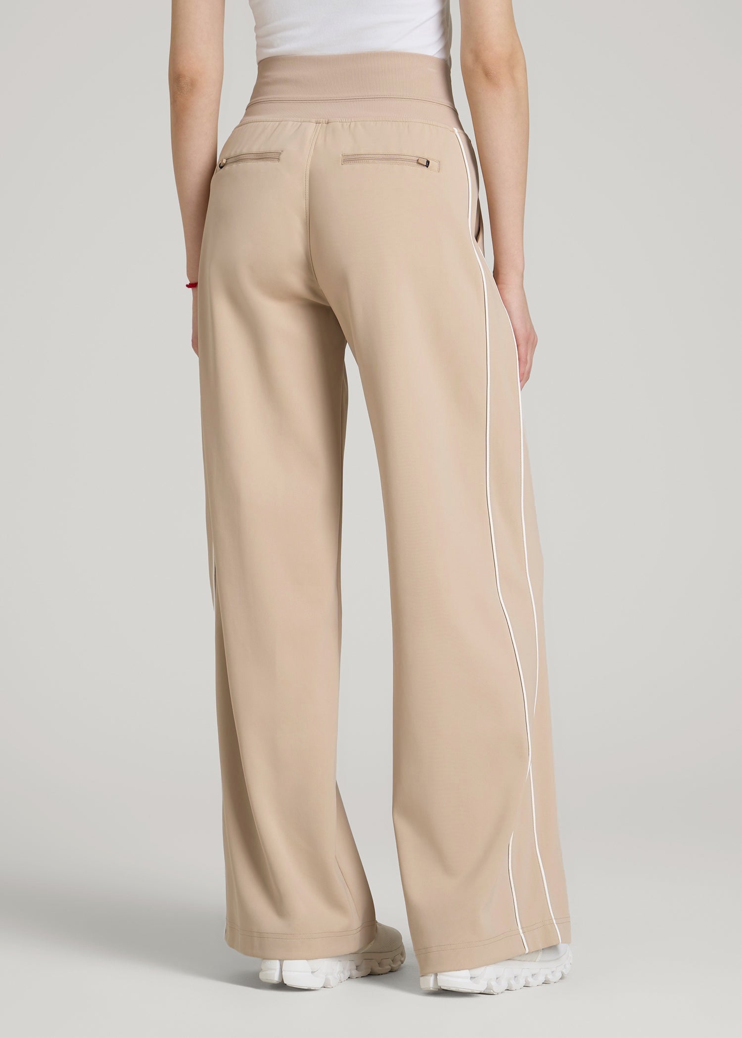 American Tall Discount | Track Pants with Piping for Tall Women in Clay