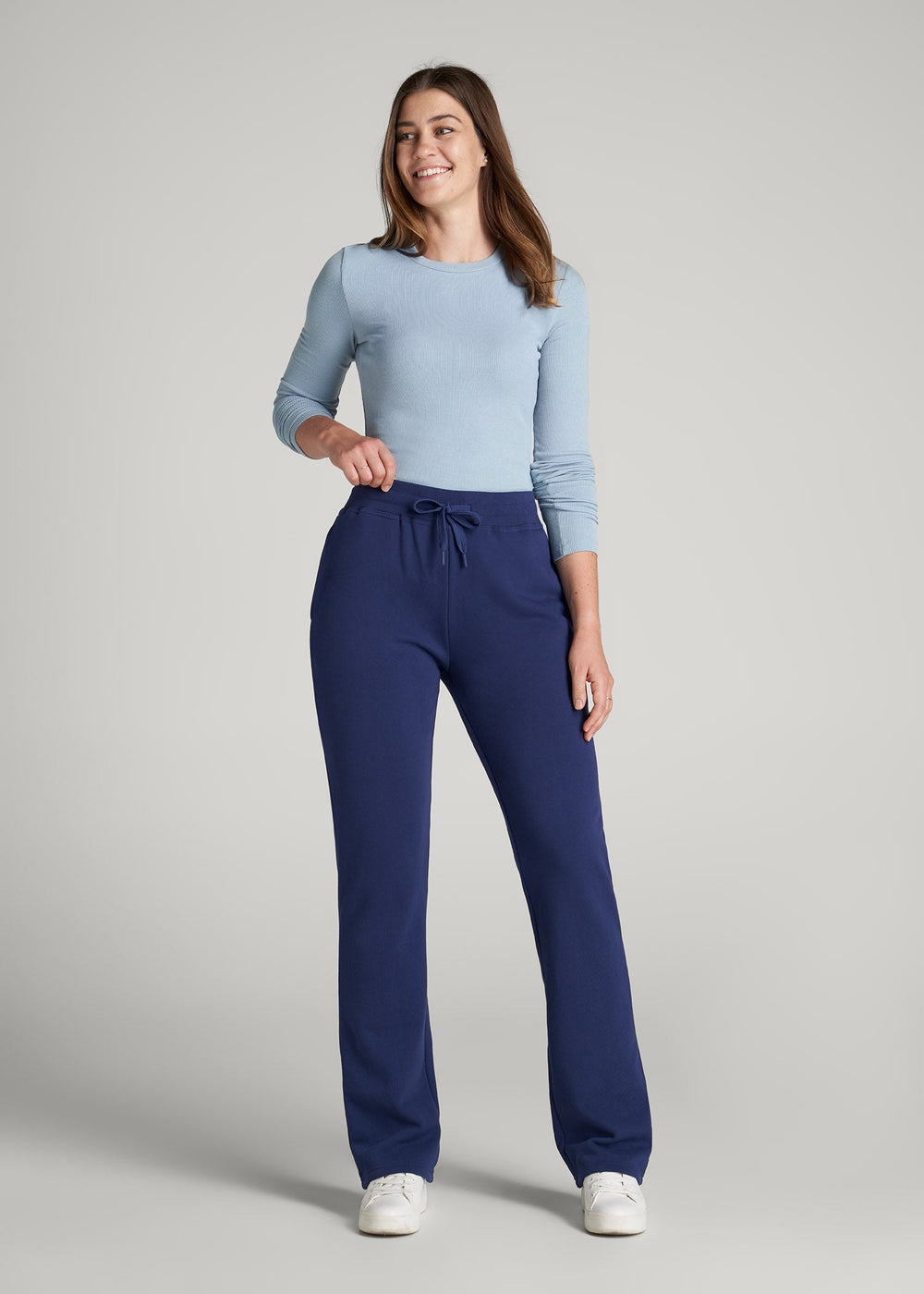 American Tall Outlet | Wearever Fleece Open-Bottom Sweatpants for Tall Women in Midnight Blue