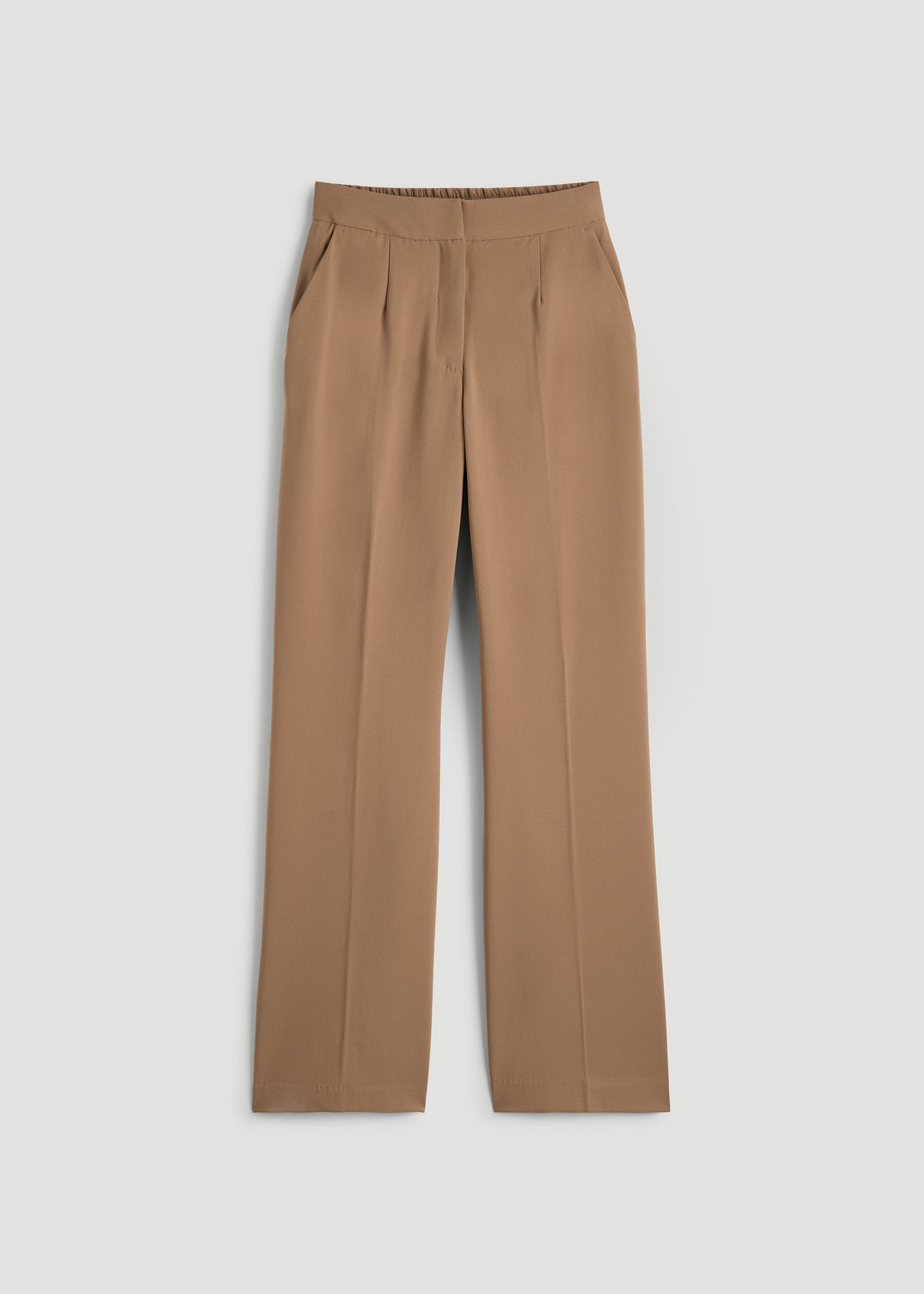 American Tall Online | Flat Front Wide Leg Dress Pants for Tall Women in Fawn