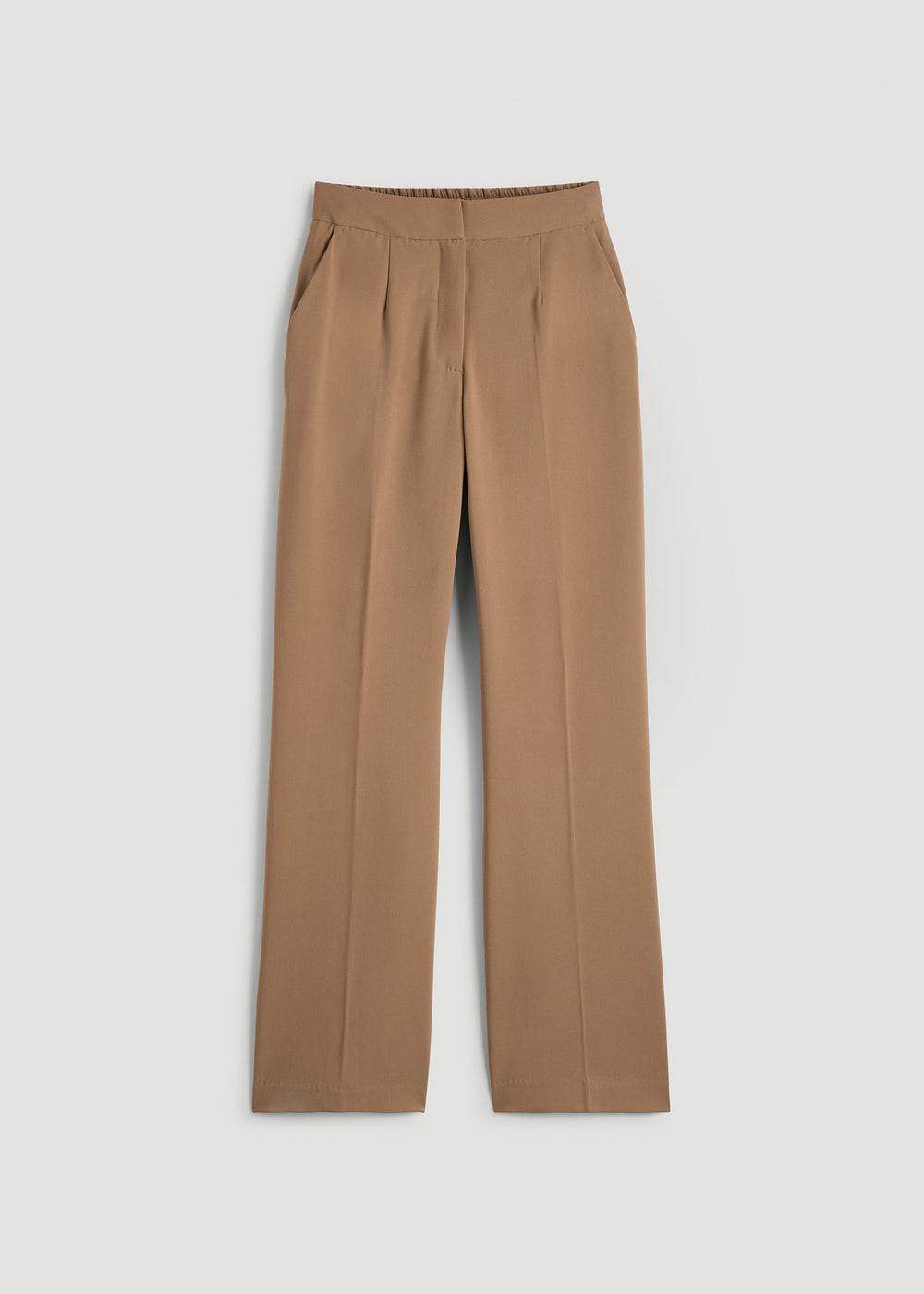 American Tall Online | Flat Front Wide Leg Dress Pants for Tall Women in Fawn