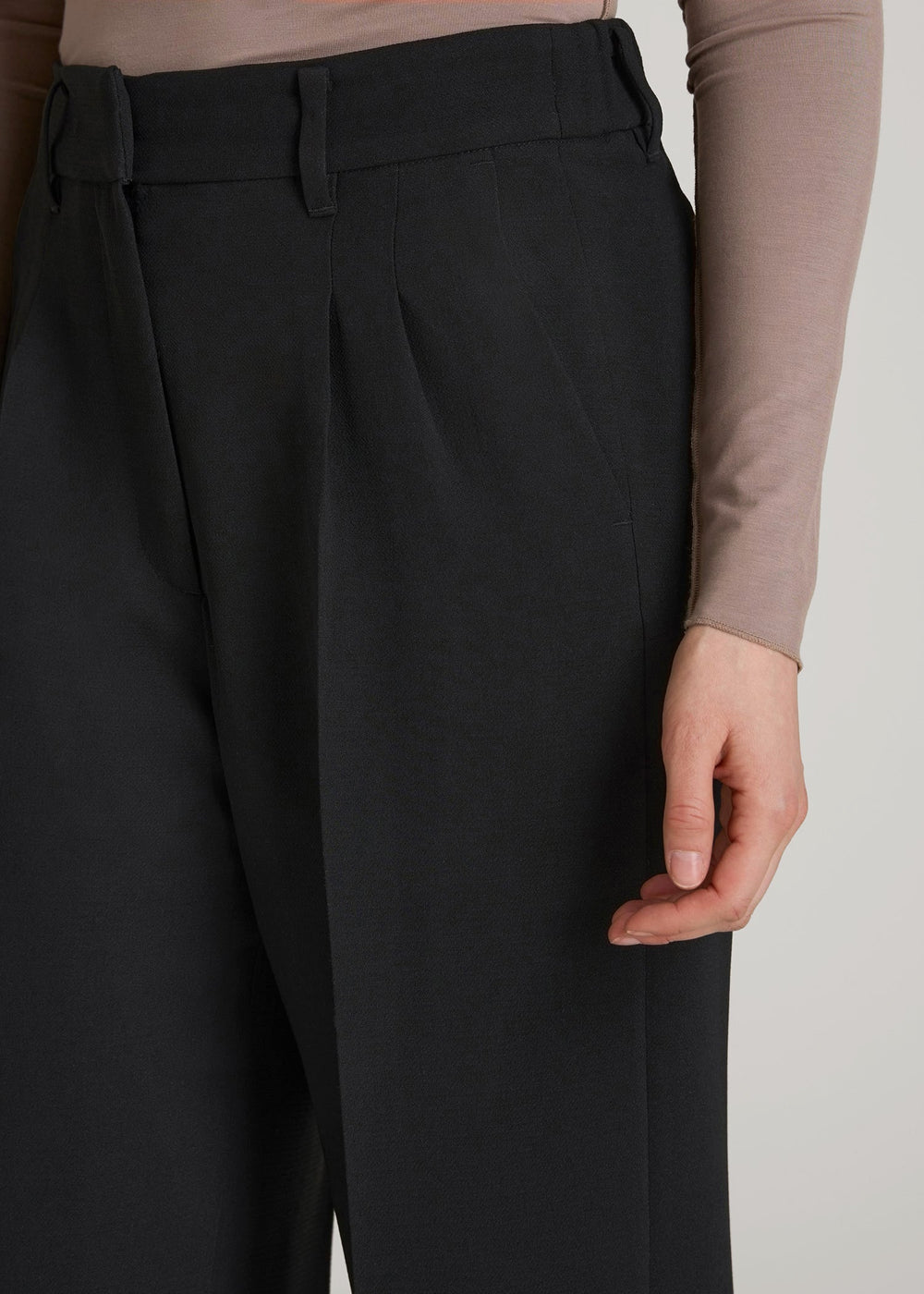 American Tall Sale | Wide Leg Pleated Dress Pants 2.0 for Tall Women in Black