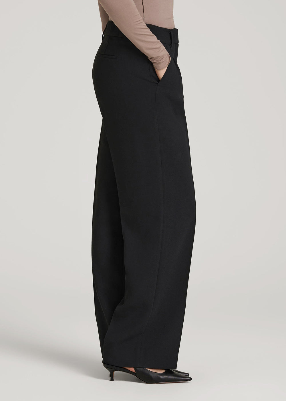 American Tall Sale | Wide Leg Pleated Dress Pants 2.0 for Tall Women in Black