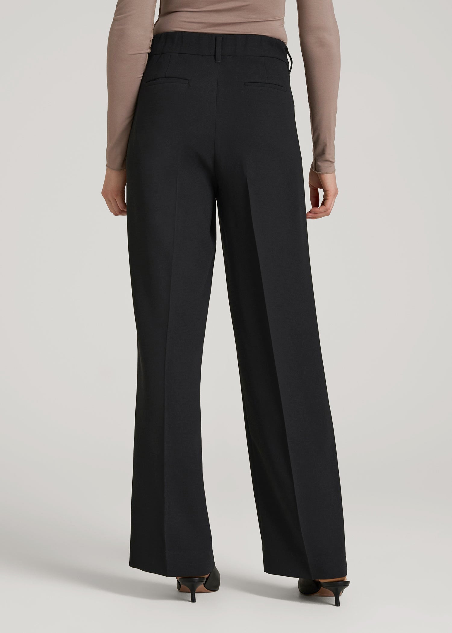 American Tall Sale | Wide Leg Pleated Dress Pants 2.0 for Tall Women in Black