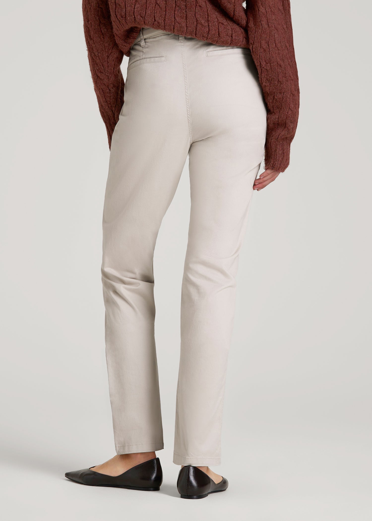 American Tall Outlet | High Rise Tapered Chino Pants for Tall Women in Vanilla Latte
