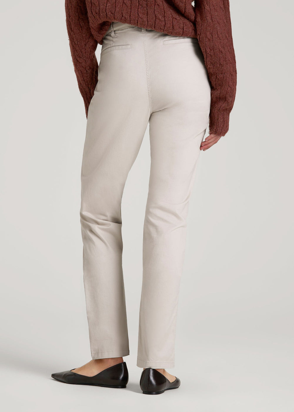 American Tall Outlet | High Rise Tapered Chino Pants for Tall Women in Vanilla Latte