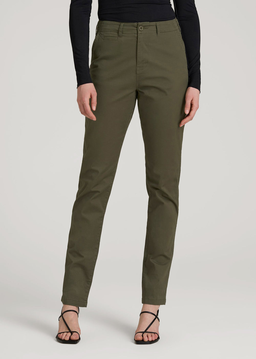 American Tall For Sale | High Rise Tapered Chino Pants for Tall Women in Forest Night