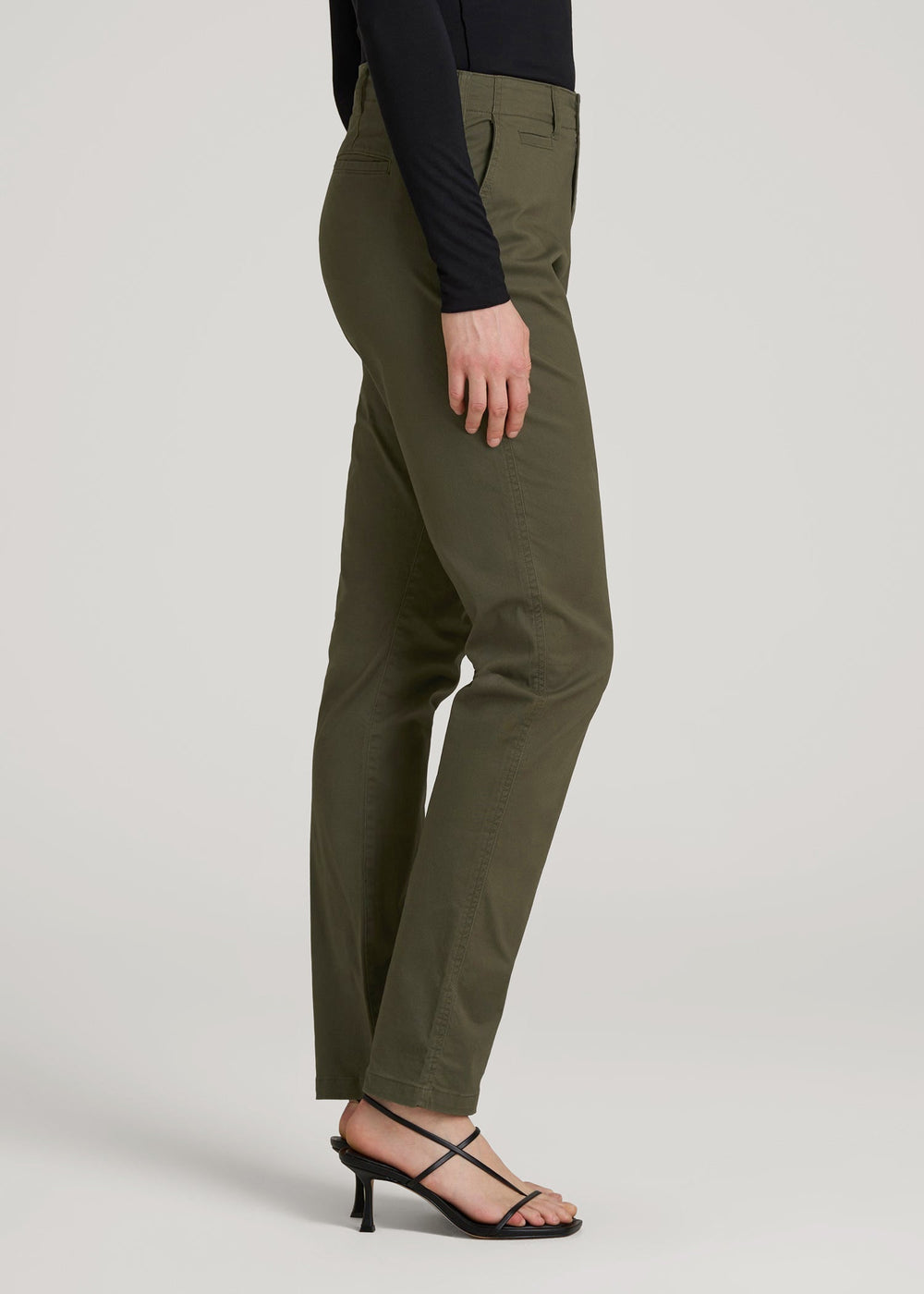 American Tall For Sale | High Rise Tapered Chino Pants for Tall Women in Forest Night